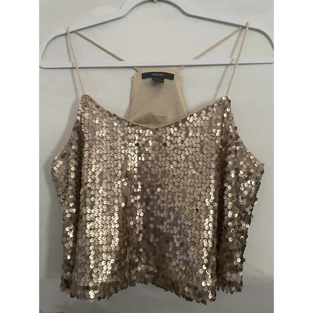 Forever 21 Women’s M 6-8 Medium Med Camisole Tank Top Sparkly Blouse Party Y2K